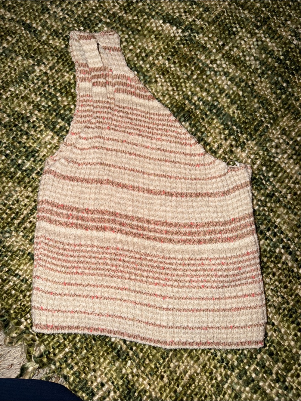 New urban outfitters Cream and Brown Striped One-Shoulder Knit Sweater Top Sz M